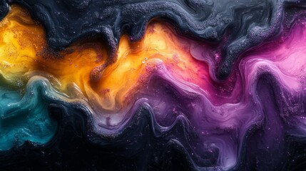 Wall Mural - Abstract Colorful Swirl in Dark Liquid Background. Generative AI