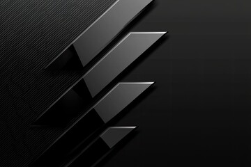 Fototapete - Abstract black geometric shapes on dark background.
