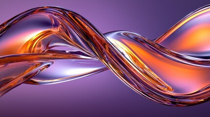 Fototapete - Abstract fluid shapes in vibrant colors, flowing gracefully against a purple background.