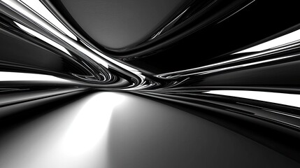 Poster - Abstract metallic curves, smooth surface, futuristic design, sleek and shiny appearance.