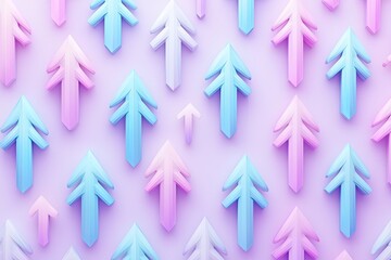 Poster - Colorful arrows pattern on a soft pastel background, ideal for design projects.