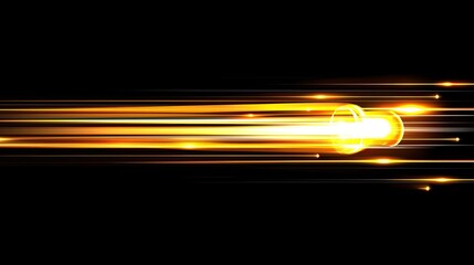 Poster - Dynamic streaks of golden light against a black background.