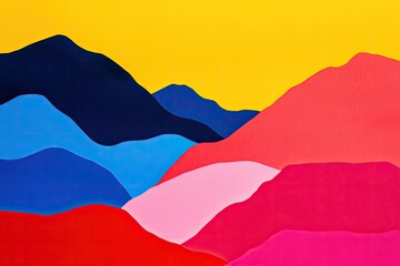 Fototapete - Vibrant abstract mountains on colorful background with bold hues and smooth gradients.