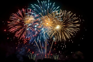 Poster - Colorful Night Sky Fireworks Display Celebration