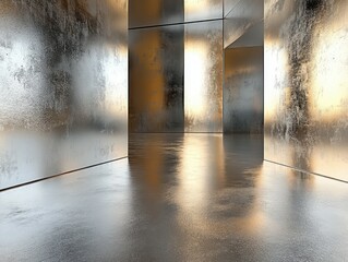Poster - Explore the beauty of abstract metallic textures reflecting winter's open space