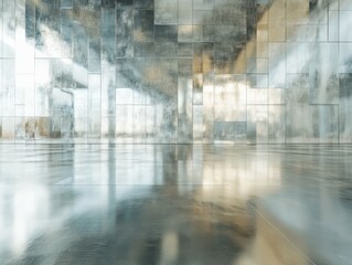 Poster - Explore abstract metallic textures and reflections in a winter-inspired free copy space