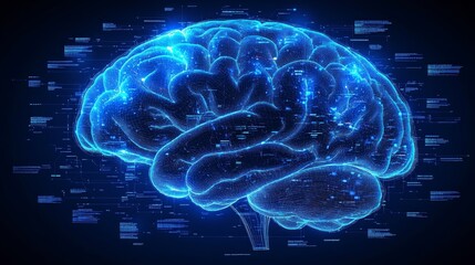 Poster - A white line brain silhouette on a dark backdrop symbolizes complex thought processes