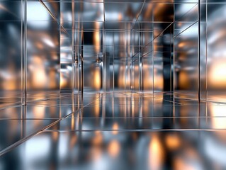 Poster - Explore the beauty of abstract metallic textures and their reflections in open space