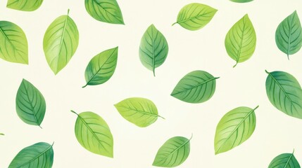 Poster - Explore the beauty of a minimalist green leaf pattern on a light background