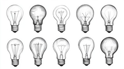 Poster - Lightbulb Sketches in Various Designs and Styles