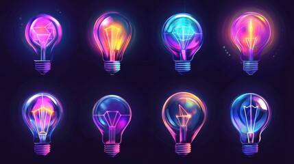 Poster - Colorful Light Bulbs with Abstract Designs