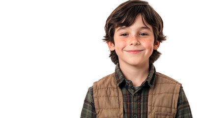 Poster - Portrait of a smiling boy with a handsome face, isolated on transparent background