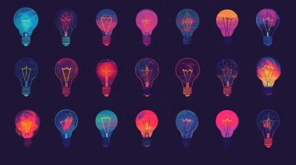Poster - Colorful Light Bulbs in Diverse Designs and Styles