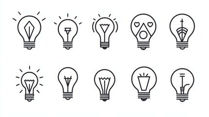 Poster - Creative Light Bulb Icons Collection for Design Use