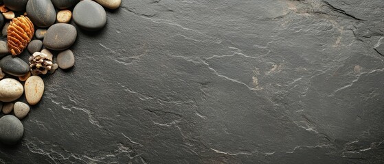 Poster - Create a clean slate background with pebbles for your beach-inspired design