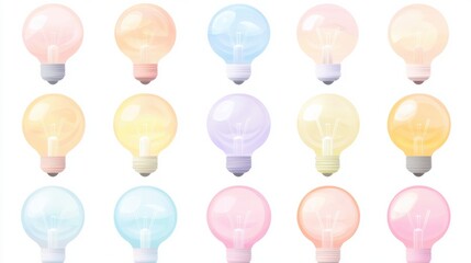 Poster - Colorful Light Bulbs in Different Shades and Styles