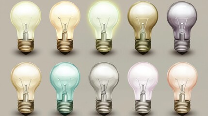Poster - Variety of Light Bulbs on Neutral Background