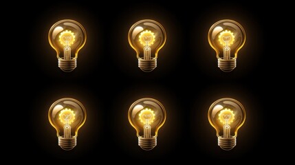 Poster - Bright Light Bulbs on Black Background