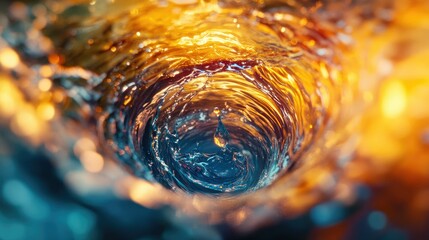 Poster - A vivid close-up of a water droplet creating expansive circular waves, perfect for showcasing the elegance of water.