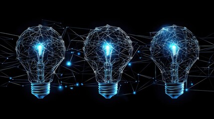 Poster - Futuristic Light Bulbs with Technology Background