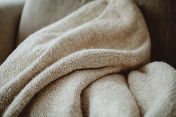Aufkleber - A close-up view of a soft and textured fabric, showcasing its intricate weave and natural warmth, ideal for cozy interiors and inviting home atmospheres.