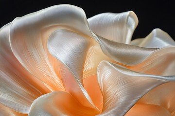 Poster - Ivory fabric curls elegantly, creating a flowing visual effect that captures both the beauty of fluid movement and the gentle softness of its material.
