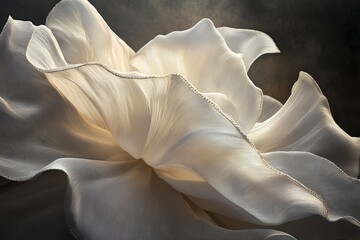 Aufkleber - Captivating image of creamy flower petals with airy texture, highlighting soft, elegant movement and bright, calming atmosphere in a refined composition.