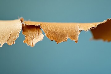 Poster - Close-up view of a torn piece of brown paper showcasing rough edges with shadows casting a unique abstract art effect, highlighting texture and natural material.
