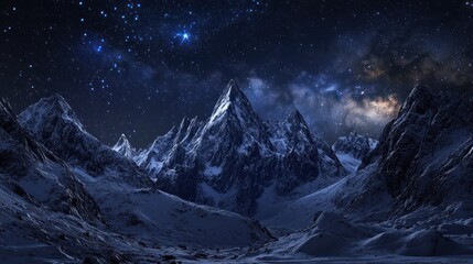 Milky Way Over Snowy Mountains