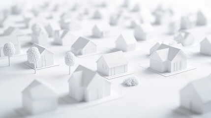 Aerial View of a White Neighborhood Model Layout