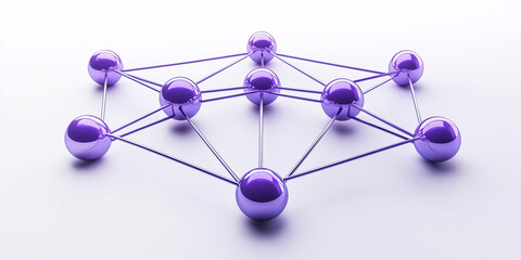 Aufkleber - Network connecting purple spheres showing links and connections
