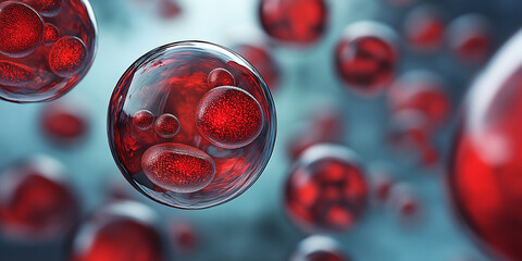 Poster - Red blood cells flowing through transparent membrane in the circulatory system
