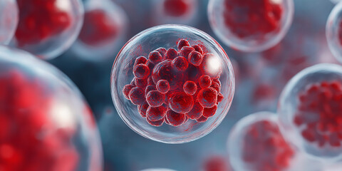 Poster - Cell division showing cytoplasmic streaming and organelles moving inside cell membrane
