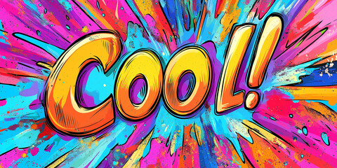 Aufkleber - Cool comic graffiti slogan exploding with vibrant colors