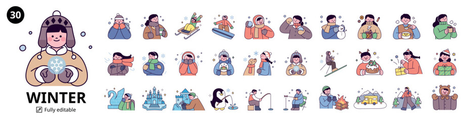 Wall Mural - people enjoying winter by wearing warm clothes during the cold winter. warm food, winter leisure, an