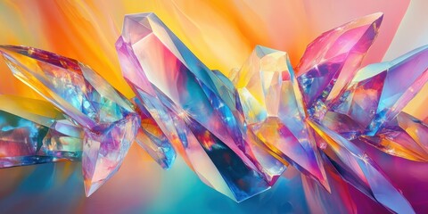 Poster - Vibrant Abstract Art Piece with Colorful Crystals