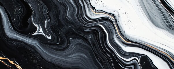 Poster - Abstract Black and White Marbled Effect Design