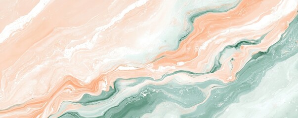 Poster - Soft Pastel Marbled Pattern in Peach Tones