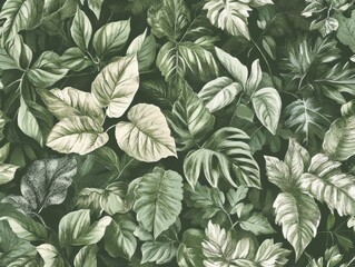 Poster - Detailed Botanical Leaves with Intricate Patterns