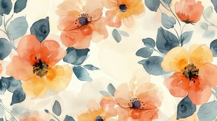 Poster - Delicate Watercolor Blossom Pattern for Stationery