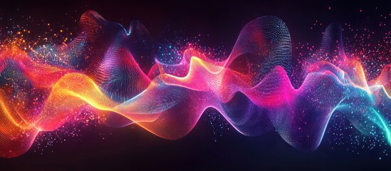 Poster - Abstract Colorful Wave with Glowing Particles