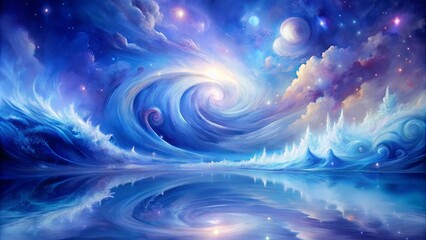 Wall Mural - Celestial Swirl of Dreamscape with a Reflective Surface of Tranquility