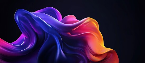 Abstract colorful fluid shapes with smooth gradients on a dark background.