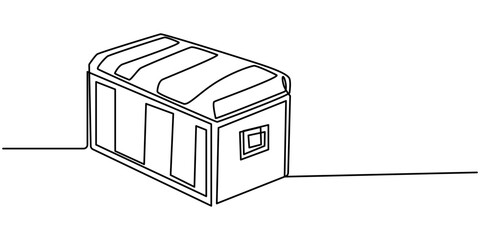 Poster - Treasure chest in continuous one line art style. Simple vector illustration, Open empty treasure chest one line continuous. Line art chest. Vector illustration, Treasure chest one line continuous.