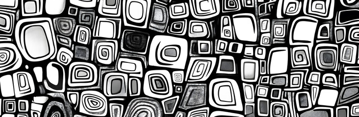 Wall Mural - Abstract Black and White Geometric Pattern on white and transparent background. PNG