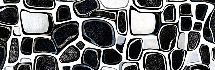 Wall Mural - Abstract Black and White Geometric Pattern on white and transparent background. PNG