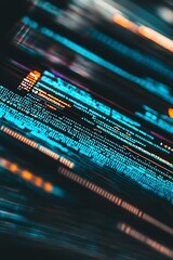 Poster - A computer screen with a lot of blue and orange lines