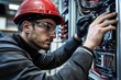 © Lakkhana - A renewable energy technician troubleshooting an issue with a solar inverter, focused on diagnostics and repairs