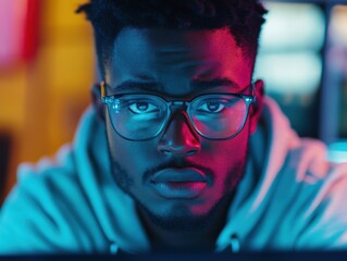 Poster - Focused Developer Working on Coding in Tech Office