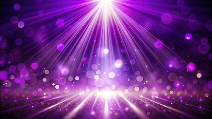 Wall Mural - Purple light beams shining through dark background with a bokeh effect, purple, light beams, glowing, dark, background
